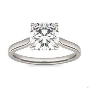 2.00 CTW   Cushion Moissanite Engagement Ring in 14K White Gold