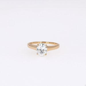 1.50 CTW   Oval Near-Colorless Moissanite Solitaire Ring in 14K Yellow Gold