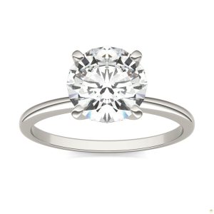 1.90 CTW   Round Moissanite Engagement Ring in 14K White Gold