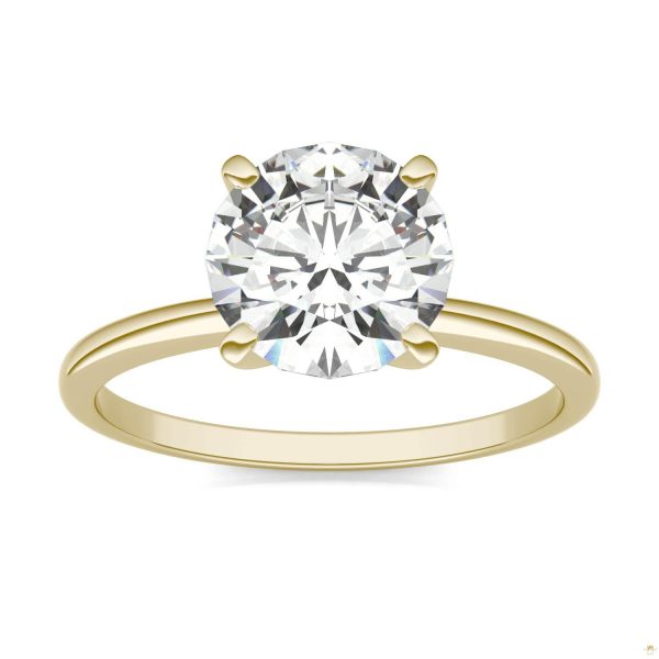 1.90 CTW   Round Moissanite Engagement Ring in 14K Yellow Gold