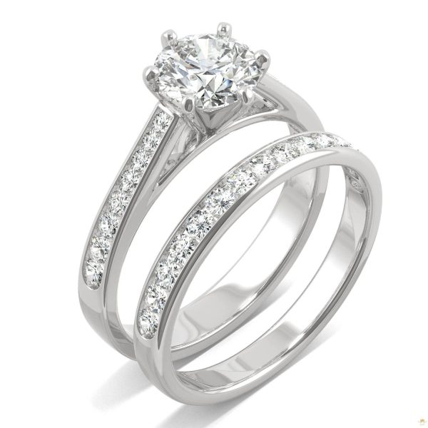 1.64 CTW   Round Moissanite Bridal Set in 14K White Gold - Image 2