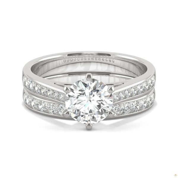 1.64 CTW   Round Moissanite Bridal Set in 14K White Gold - Image 4