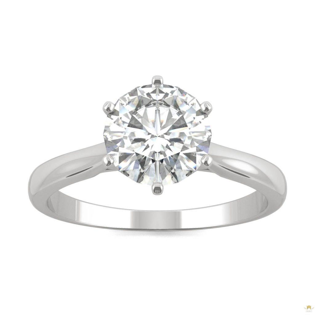 1.50 CTW   Round Moissanite Solitaire Ring in 14K White Gold