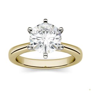 1.90 CTW   Round Moissanite Engagement Ring in 14K Two-Toned Gold