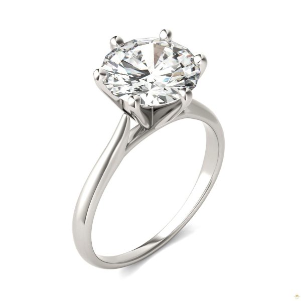 3.10 CTW   Round Moissanite Solitaire Ring in 14K White Gold - Image 2