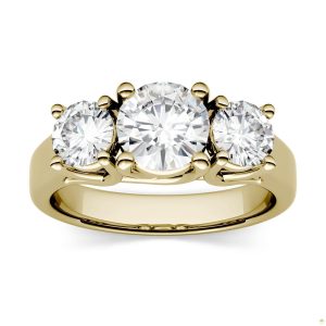 2.00 CTW   Round Moissanite Solitaire Ring in 14K Yellow Gold