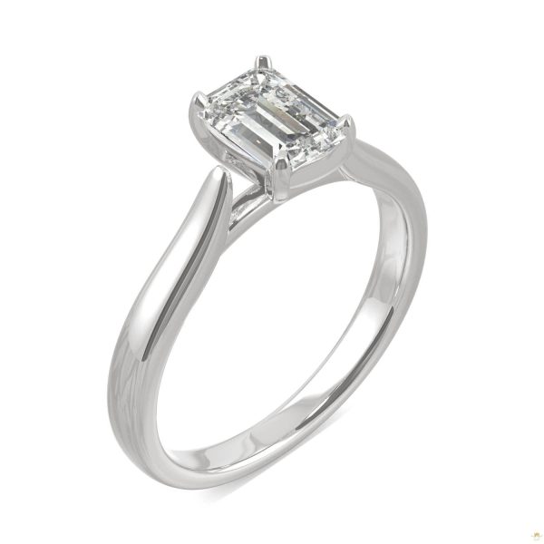 1.01 CTW   Emerald Moissanite Solitaire Ring in 14K White Gold - Image 2