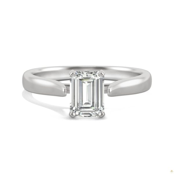 1.01 CTW   Emerald Moissanite Solitaire Ring in 14K White Gold - Image 4