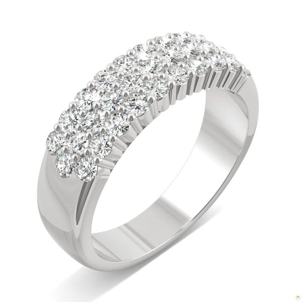 0.93 CTW   Round Moissanite Three Row Ring in 14K White Gold - Image 2