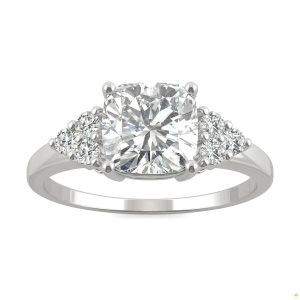 1.88 CTW   Cushion Moissanite Engagement Ring in 14K White Gold