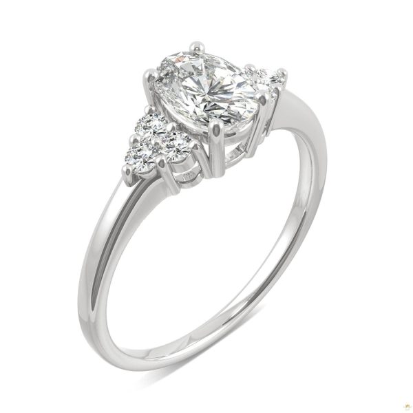 1.08 CTW   Oval Moissanite Engagement Ring in 14K White Gold - Image 2