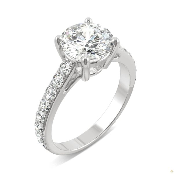 2.38 CTW   Round Moissanite Engagement Ring in 14K White Gold - Image 2