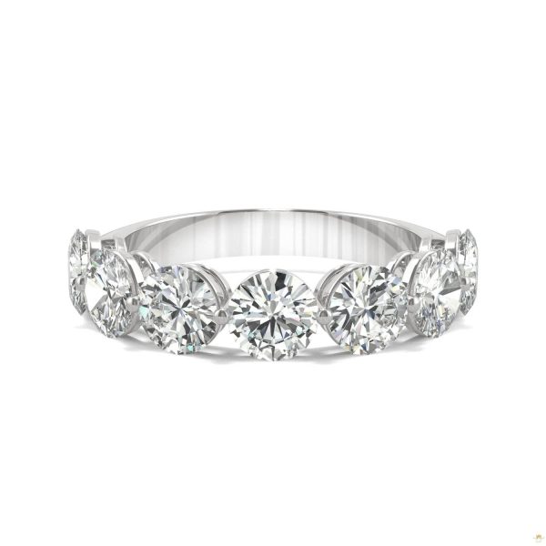 3.50 CTW   Round Moissanite Seven Stone Ring in 14K White Gold - Image 4