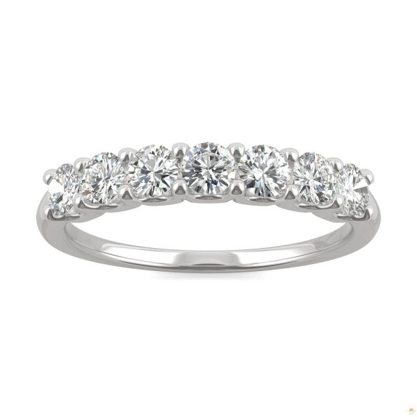 0.70 CTW   Round Moissanite Anniversary Band in 14K White Gold