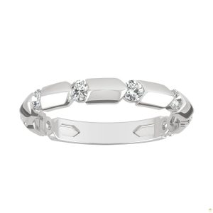 0.48 CTW   Round Moissanite Stackable Ring in 14K White Gold