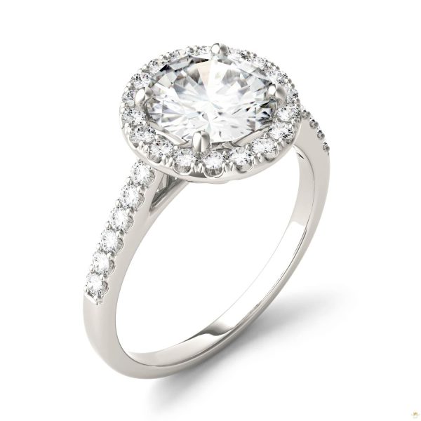 2.35 CTW   Round Moissanite Halo Ring in 14K White Gold - Image 2