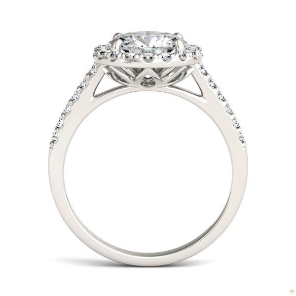 2.35 CTW   Round Moissanite Halo Ring in 14K White Gold - Image 3