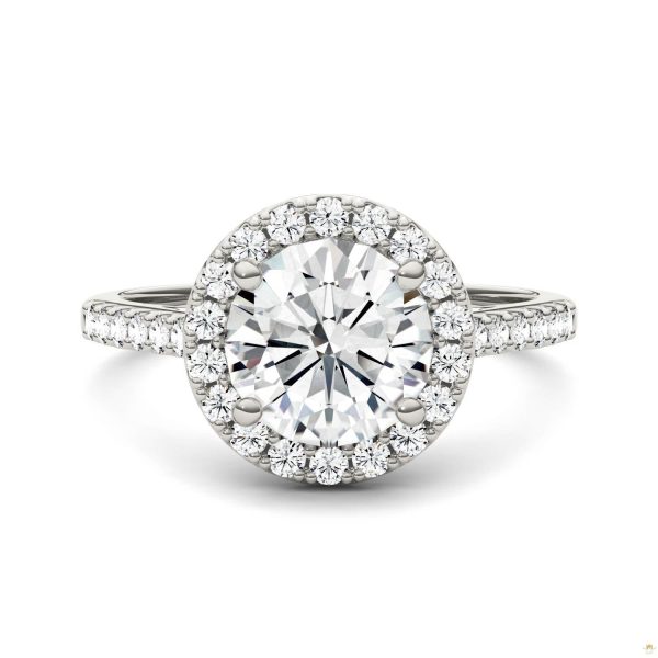 2.35 CTW   Round Moissanite Halo Ring in 14K White Gold - Image 4