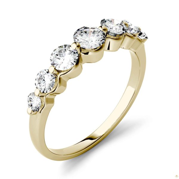 0.87 CTW   Round Moissanite Seven Stone Ring in 14K Yellow Gold - Image 2