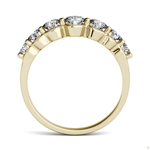 0.87 CTW   Round Moissanite Seven Stone Ring in 14K Yellow Gold - Image 3