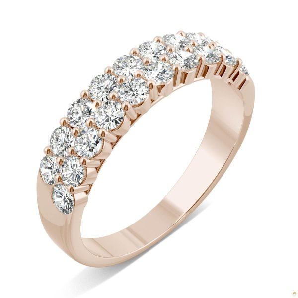1.00 CTW   Round Moissanite Two Row Ring in 14K Rose Gold - Image 2