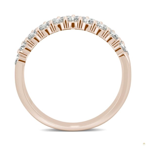 1.00 CTW   Round Moissanite Two Row Ring in 14K Rose Gold - Image 3