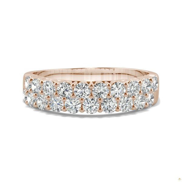 1.00 CTW   Round Moissanite Two Row Ring in 14K Rose Gold - Image 4