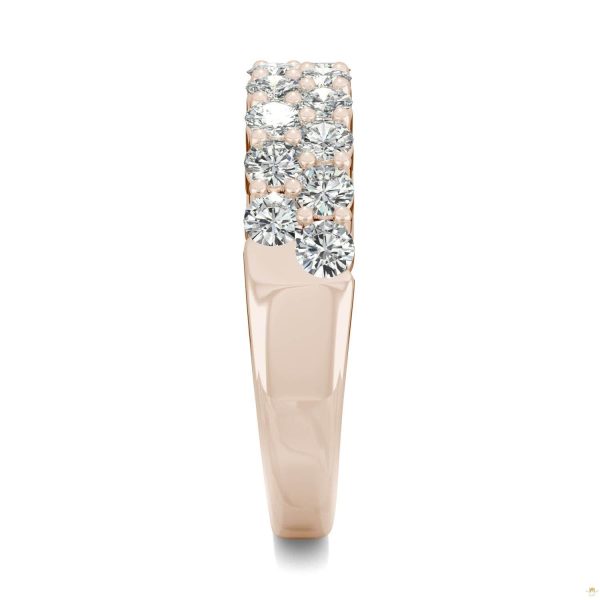 1.00 CTW   Round Moissanite Two Row Ring in 14K Rose Gold - Image 5