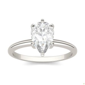 1.50 CTW   Pear Moissanite Engagement Ring in 14K White Gold