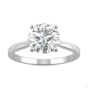1.90 CTW   Round Moissanite Solitaire Ring in 14K White Gold