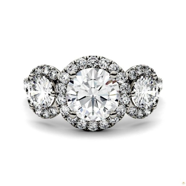 3.09 CTW   Round Moissanite Halo Ring in 14K White Gold - Image 4