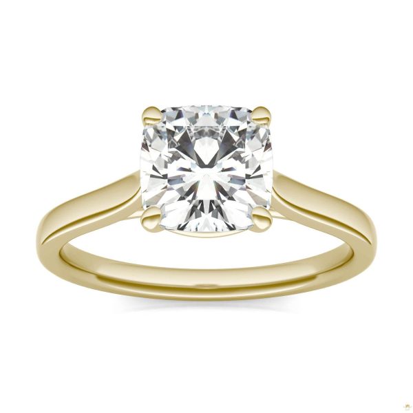 2.00 CTW   Cushion Moissanite Engagement Ring in 14K Yellow Gold