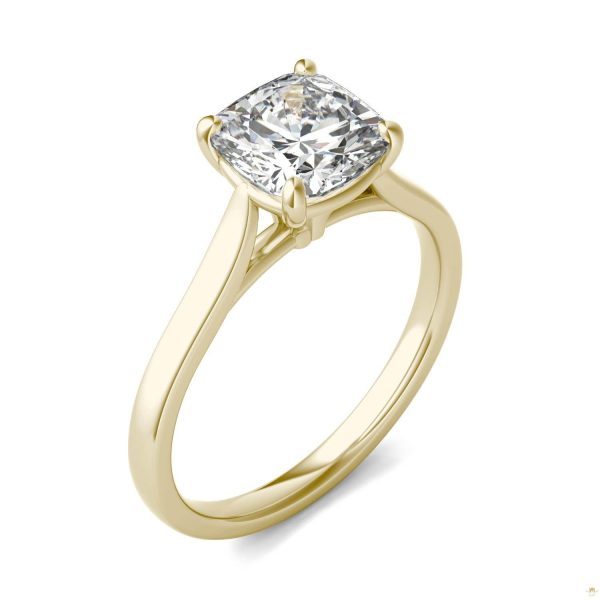 2.00 CTW   Cushion Moissanite Engagement Ring in 14K Yellow Gold - Image 2