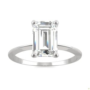 2.52 CTW   Emerald Moissanite Engagement Ring in 14K White Gold