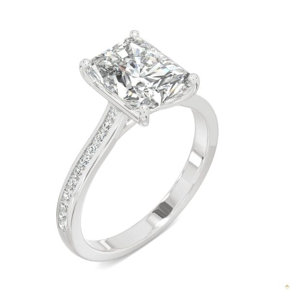 2.88 CTW   Radiant Moissanite Engagement Ring in 14K White Gold - Image 2