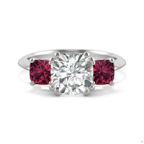 3.40 CTW   Cushion Moissanite Engagement Ring in 14K White Gold - Image 4