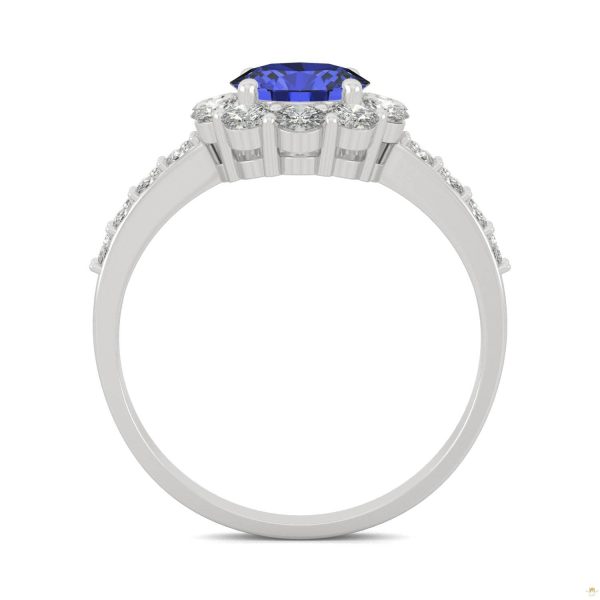 2.28 CTW   Round Sapphire Halo Ring in 14K White Gold - Image 3
