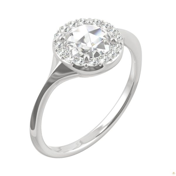 0.60 CTW   Round Moissanite Halo Ring in 14K White Gold - Image 2