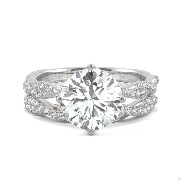 2.64 CTW   Round Moissanite Pave Set in 14K White Gold - Image 4