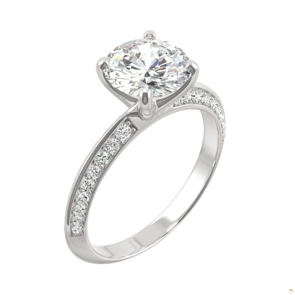 2.26 CTW   Round Moissanite Engagement Ring in 14K White Gold - Image 2