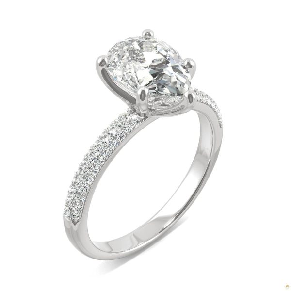 2.31 CTW   Pear Moissanite Pave Ring in 14K White Gold - Image 2