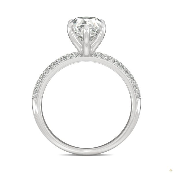 2.31 CTW   Pear Moissanite Pave Ring in 14K White Gold - Image 3