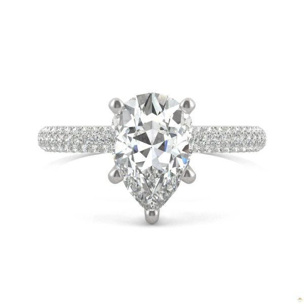 2.31 CTW   Pear Moissanite Pave Ring in 14K White Gold - Image 4