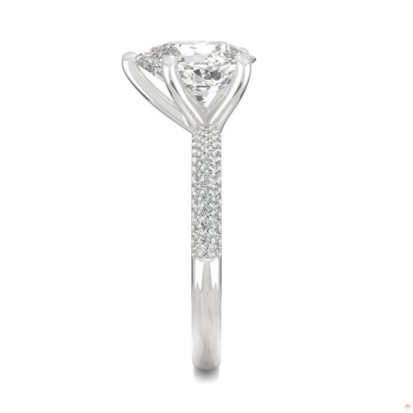 2.31 CTW   Pear Moissanite Pave Ring in 14K White Gold - Image 5