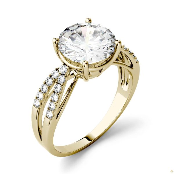 2.92 CTW   Round Moissanite Engagement Ring in 14K Yellow Gold - Image 2