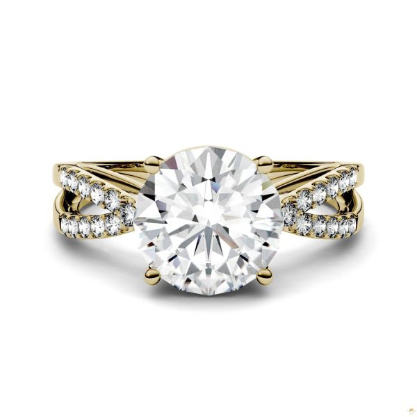 2.92 CTW   Round Moissanite Engagement Ring in 14K Yellow Gold - Image 4