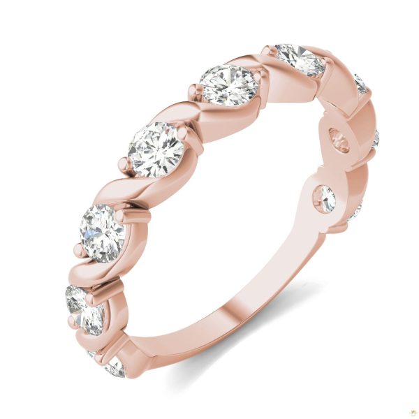 0.90 CTW   Round Moissanite Anniversary Band in 14K Rose Gold - Image 2
