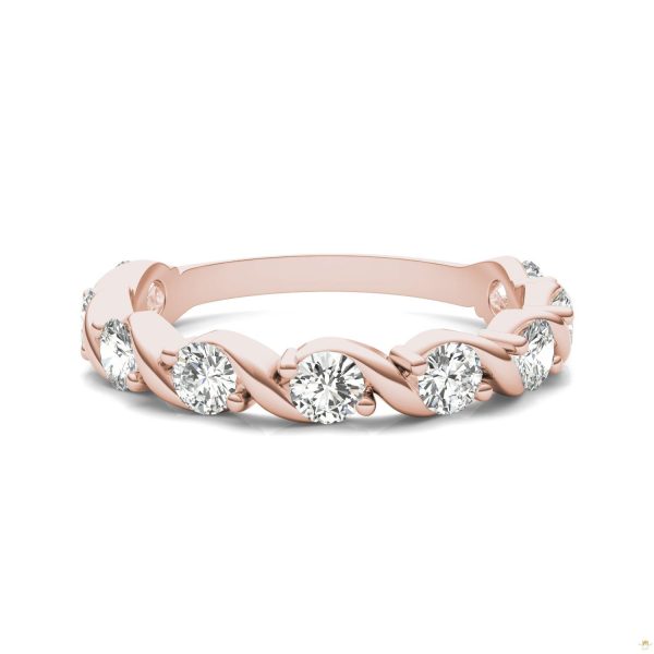 0.90 CTW   Round Moissanite Anniversary Band in 14K Rose Gold - Image 4