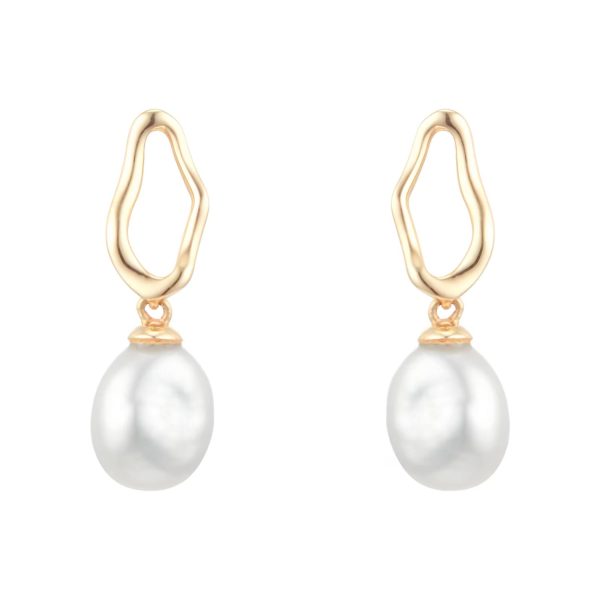 18ct Yellow Gold Baroque Pearl Stud Earrings