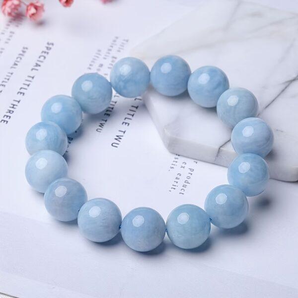 Handmade Aquamarine Stone Bracelet, Natural Aqua Blue Faux Gemstone - Image 5